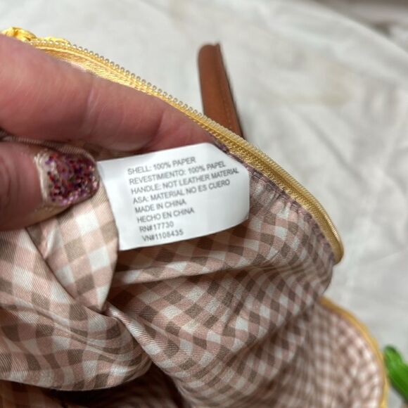 Merona Striped Woven Straw Pom Pom Tote Nag. NWT. - Picture 8 of 12